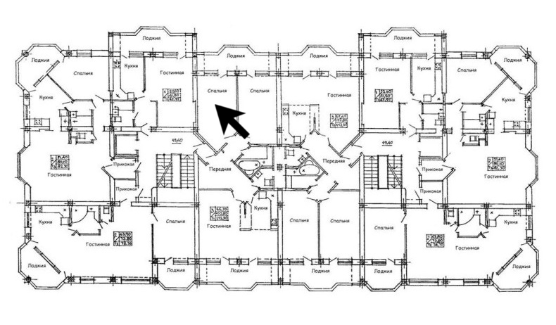 Image of a large house plan with a pointer